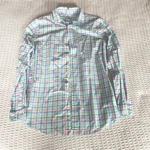Vineyard Vines Boy’s Palm Beach Plaid whale shirt Button Down size XL